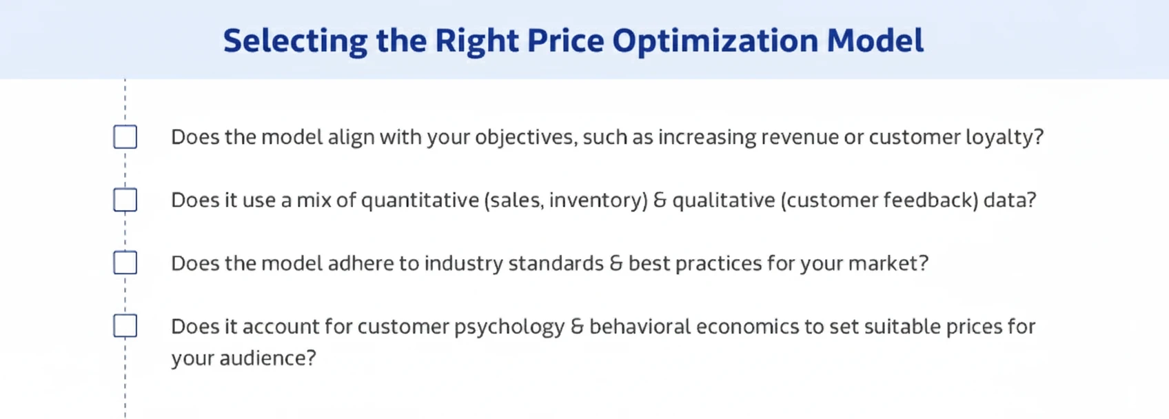 Things to keep in mind when evaluating price optimization models