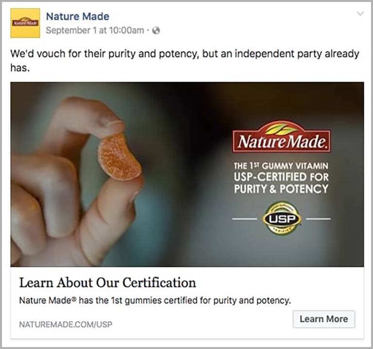 Retargeting ad campaign example by Nature Made
